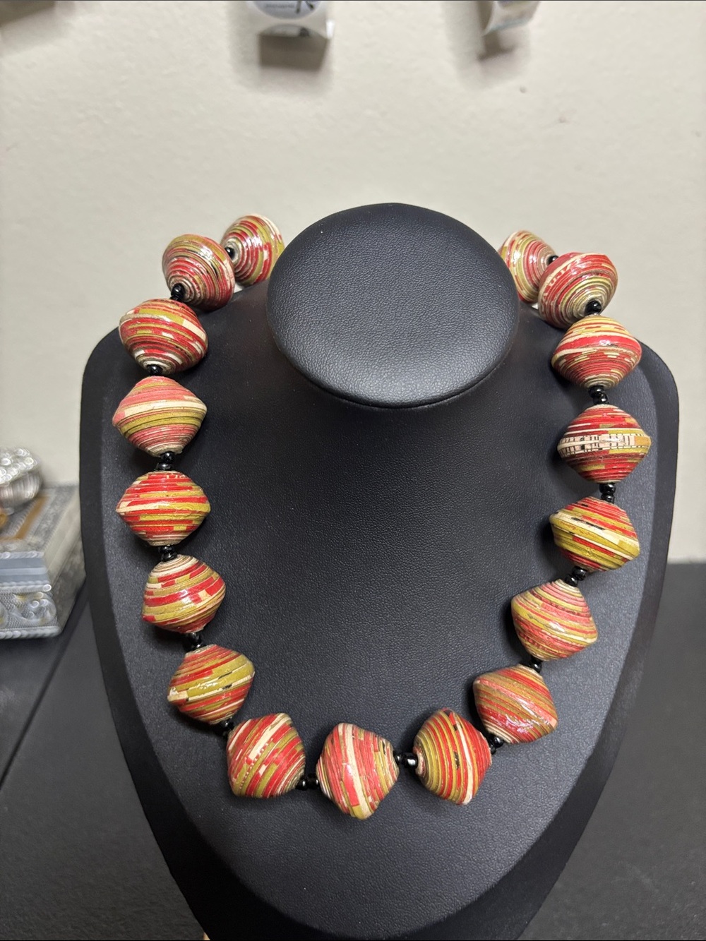Chunky Handcrafted Paper Bead Choker Statement Necklace